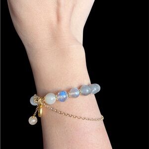 Labradorite & Moonstone Bracelet – Gold Accent Crystal Bracelet
